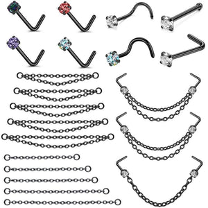 Bohemia Halloween Style Nose Chain Stainless Steel Nostril Studs