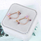 Star Shape Nipple Piercing Ring Zircon Purple Chest Stud Nipple Body Jewelry