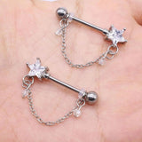 Star Shape Nipple Piercing Ring Zircon Purple Chest Stud Nipple Body Jewelry