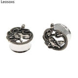Leosoxs Snake Ear Tunnels Stainless Steel Earrings 6-25mm Piercing Jewelry