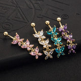 Butterfly Surgical Steel Belly Button Piercing with Zircon