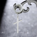 2Pcs Dangle Cross Ear Plugs Stainless Steel 4m-25mm