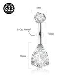 Solid Titanium Belly Button Ring Double Opal&Zircon 14G Navel Piercing