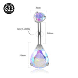 Solid Titanium Belly Button Ring Double Opal&Zircon 14G Navel Piercing