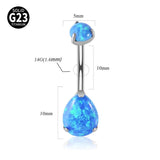 Solid Titanium Belly Button Ring Double Opal&Zircon 14G Navel Piercing