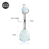Solid Titanium Belly Button Ring Double Opal&Zircon 14G Navel Piercing