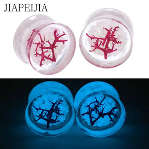 Red Coral Luminous Ear Tunnel Gauges Ear Stretcher Plug Earring 6-30mm