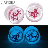 Red Coral Luminous Ear Tunnel Gauges Ear Stretcher Plug Earring 6-30mm