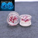 Red Coral Luminous Ear Tunnel Gauges Ear Stretcher Plug Earring 6-30mm