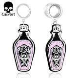 2PCS Stainless Steel Poison Bottle Dangles Ear Piercing Tunnels Plugs