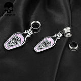 2PCS Stainless Steel Poison Bottle Dangles Ear Piercing Tunnels Plugs