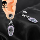 2PCS Stainless Steel Poison Bottle Dangles Ear Piercing Tunnels Plugs