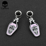 2PCS Stainless Steel Poison Bottle Dangles Ear Piercing Tunnels Plugs