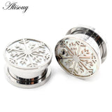 2PCS Stainless Steel Flower Shell Pulley Ear Plug Tunnel Expander Gauges