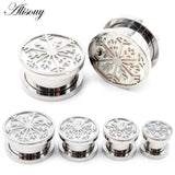 2PCS Stainless Steel Flower Shell Pulley Ear Plug Tunnel Expander Gauges