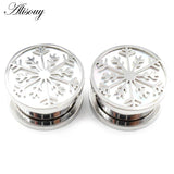 2PCS Stainless Steel Flower Shell Pulley Ear Plug Tunnel Expander Gauges