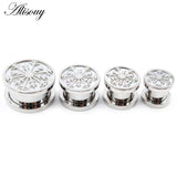2PCS Stainless Steel Flower Shell Pulley Ear Plug Tunnel Expander Gauges