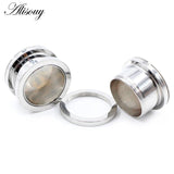 2PCS Stainless Steel Flower Shell Pulley Ear Plug Tunnel Expander Gauges