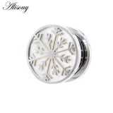 2PCS Stainless Steel Flower Shell Pulley Ear Plug Tunnel Expander Gauges