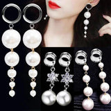 2PC Goth Pearl Ear Tunnel Stainless Steel Tunnel Plug Earrings