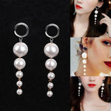 2PC Goth Pearl Ear Tunnel Stainless Steel Tunnel Plug Earrings