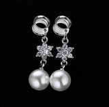 2PC Goth Pearl Ear Tunnel Stainless Steel Tunnel Plug Earrings