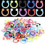 100pcs Acrylic BCR Circular Barbell Nose Rings Lip Piercing 16G