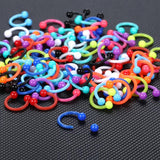 100pcs Acrylic BCR Circular Barbell Nose Rings Lip Piercing 16G