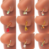 Noctilucous Glass Bead Stone Nose Hoop Ring for Women