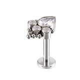 G23 Titanium Labret Stud Zircon Paved Lip Ring Cartilage Tragus Piercing
