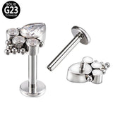 G23 Titanium Labret Stud Zircon Paved Lip Ring Cartilage Tragus Piercing