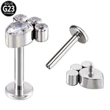 G23 Titanium Labret Stud Zircon Paved Lip Ring Cartilage Tragus Piercing
