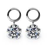 Crystal Ear Plugs Tunnels Ear Expansions Stainless Steel Earrings