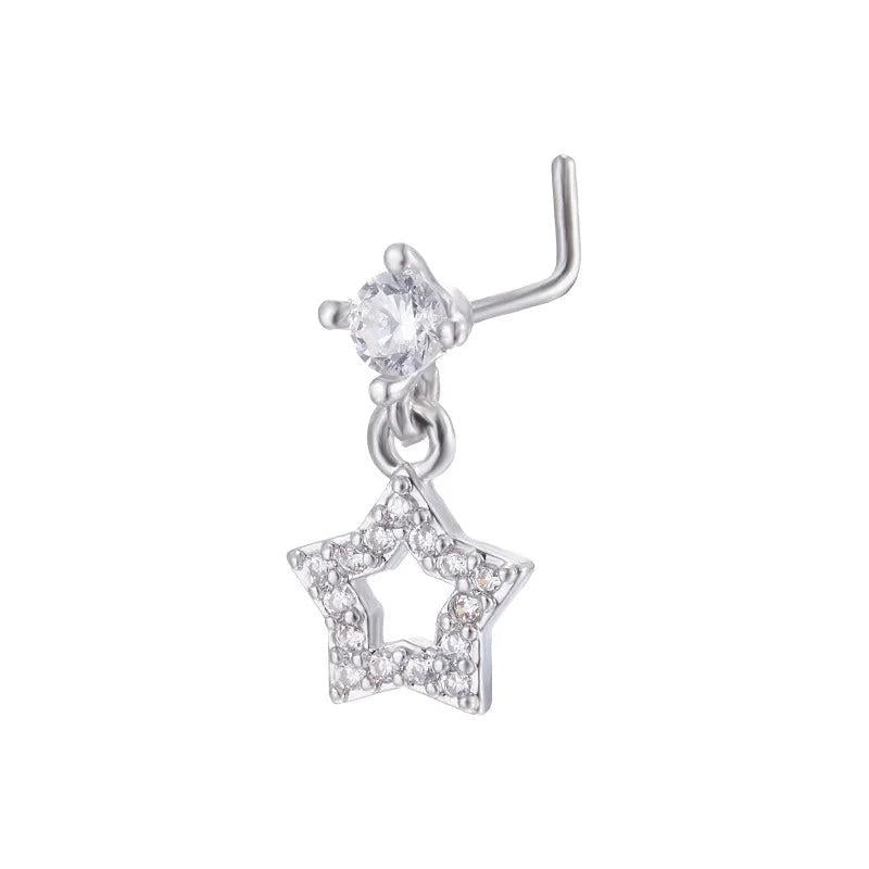 Cross Nose Ring for Women L Shape Nose Stud Piercing Jewelry