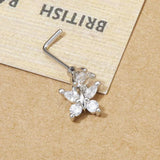 Cross Nose Ring for Women L Shape Nose Stud Piercing Jewelry
