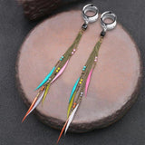Feather Ear Tunnel Plugs Multicolor Gauges Flesh Piercing Expander Earrings