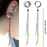 Feather Ear Tunnel Plugs Multicolor Gauges Flesh Piercing Expander Earrings