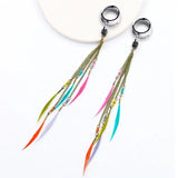 Feather Ear Tunnel Plugs Multicolor Gauges Flesh Piercing Expander Earrings