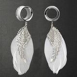Stainless Steel Ear Gauges Feather Wing Pendant Ear Expander Oreja