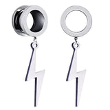 2Pcs Stainless Steel Ear Tunnel Ear Plug Lightning Ear Gauges Flesh Piercing