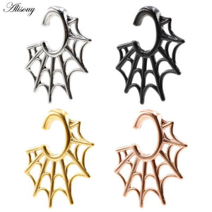 316L Stainless Steel Spider Web Oval Ear Weights Expander Stretcher Plug Gauges