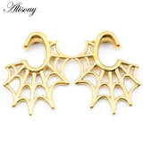 316L Stainless Steel Spider Web Oval Ear Weights Expander Stretcher Plug Gauges