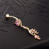 Pink Zircon High Steel Navel Piercing Belly Button Rings Body Jewelry