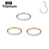 1PS G23 Titanium Zircon Segment Rings Small Septum Piercing Nose Earrings