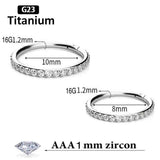 1PS G23 Titanium Zircon Segment Rings Small Septum Piercing Nose Earrings
