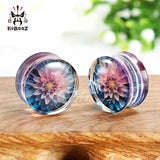 Kubooz Colorful Flowers Arylic Ring Body Jewellery Ear Plugs Gaugues Tunnels