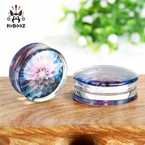 Kubooz Colorful Flowers Arylic Ring Body Jewellery Ear Plugs Gaugues Tunnels