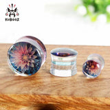 Kubooz Colorful Flowers Arylic Ring Body Jewellery Ear Plugs Gaugues Tunnels
