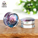 Kubooz Colorful Flowers Arylic Ring Body Jewellery Ear Plugs Gaugues Tunnels
