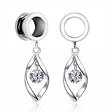 2Pcs Stainless Steel Ear Plugs Tunnels CZ Gem Expansions Ear Reamer Earrings